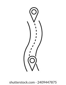 road with location icon, vector best line icon.