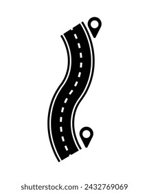 Carretera con icono de ubicación, vector mejor icono plano.