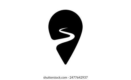 road and location logo , black isolated silhouette