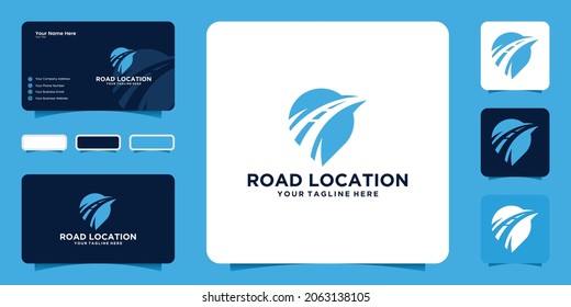 road location logo design inspiration, circuit location and business card