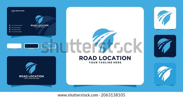 road location logo design inspiration, circuit\
location and business\
card