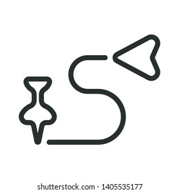 road to location - minimal line web icon. simple vector illustration. concept for infographic, website or app.