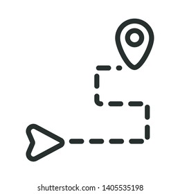 road to location - minimal line web icon. simple vector illustration. concept for infographic, website or app.