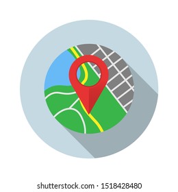 road location on the map icon - From Map, Navigation, and Location Icons set.Vector illustration in a simple style with a falling shadow. 10 eps.