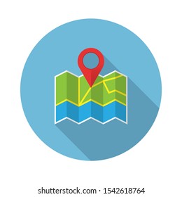road location on the map icon - From Map, Navigation, and Location Icons set.Vector illustration in a simple style with a falling shadow. 10 eps.