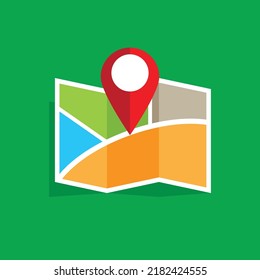 Straßenlage auf dem Kartensymbol. Karte, Navigation und Standortsymbol. Vektorgrafik