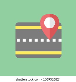 Road with location pin icon