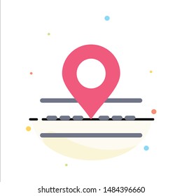 Road, Location, Way, Map Abstract Flat Color Icon Template. Vector Icon Template background