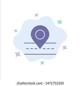 Road, Location, Way, Map Blue Icon on Abstract Cloud Background