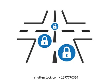 Road lock icon vector isolated