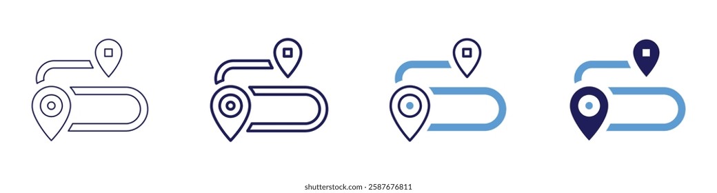 Road logistics icon in 4 different styles. Thin Line, Line, Bold Line, Duotone. Duotone style. Editable stroke.