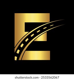 Road Logo combine with letter E vector template