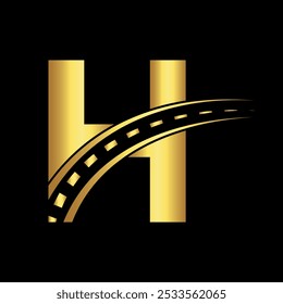 Road Logo combine with letter H vector template