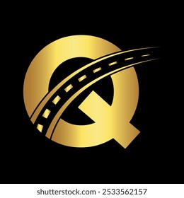 Road Logo combine with letter Q vector template