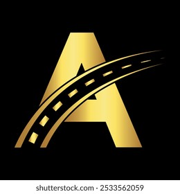 Straßen-Logo kombinieren mit Buchstabe A-Vektorvorlage