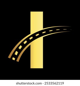 Road Logo combine with letter I vector template