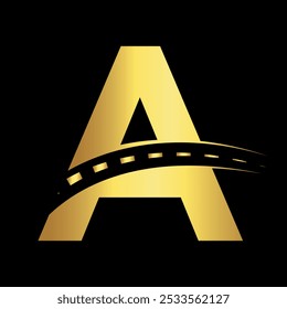 Logo de carretera combinado con la letra A Vector Plantilla
