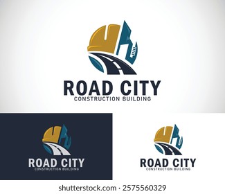 road logo creative design building construction concept road city