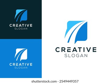Diseño de logo de carretera. Logotipo Abstractas de la carretera con estilo de espacio negativo