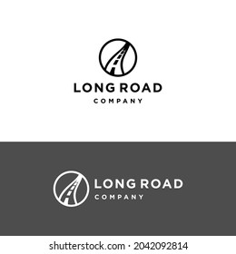 road logo design icon vector with circle badge