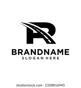 plantilla de diseño de logotipo de carretera con color blanco y negro
