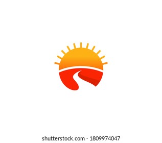 Icono del vector de sol del logotipo de la carretera 