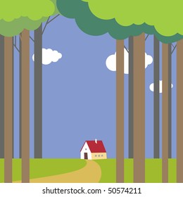 road lonely lonely mansion in forestry road lonely tree vegetation summer nature rural grass jungle lodge landscape forest isolated season scene home earth hut wood sky cloud urban house residential s
