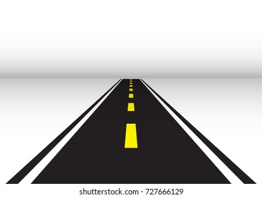 Road long perspective vector illustration. Isolated template