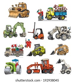 road machines set - cartoon