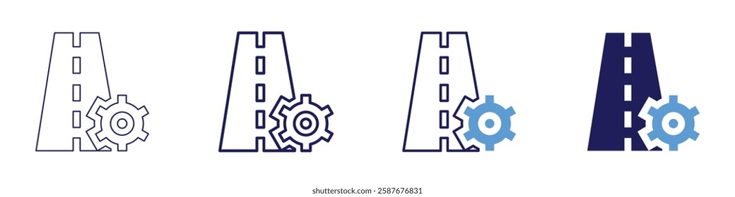 Road maintenance icon in 4 different styles. Thin Line, Line, Bold Line, Duotone. Duotone style. Editable stroke.