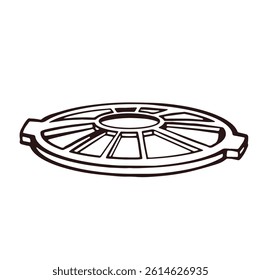 Road manhole, well sewer line illustration hand drawn