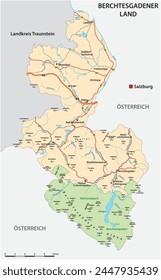 Road map of the Berchtesgadener Land district, Bavaria, Germany