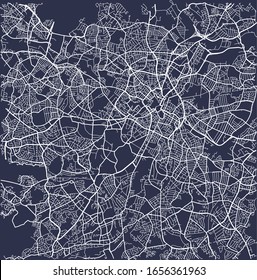 Road map of Birmingham, England, UK