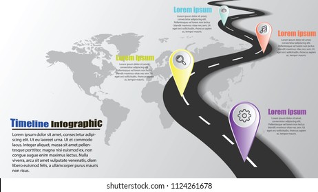 road map business infographic vector 