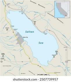 Road map of the californian salton sea