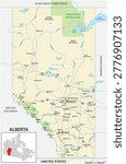 Road map of the Canadian province of Alberta