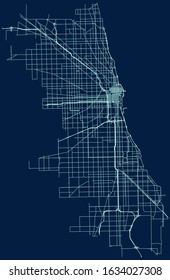 Road map of Chicago, Illinois, USA