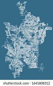 Road map of Colorado Springs, Colorado, USA