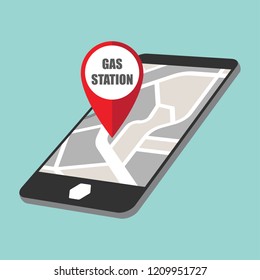 road map direction in mobile phone with colorful pin pointer. vector illustration