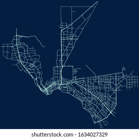 Road map of El Paso, Texas, USA