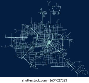 Road map of Houston, Texas, USA