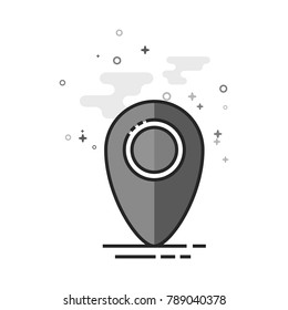Road map icon in flat outlined grayscale style. Vector illustration.