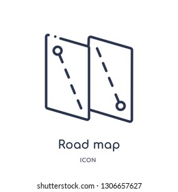 road map icon from travel outline collection. Thin line road map icon isolated on white background.