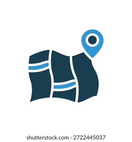 road map icons outline and Flat Style,transparent background