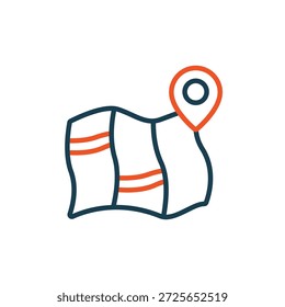 Iconos de mapa de ruta y contorno de estilo plano, fondo transparente