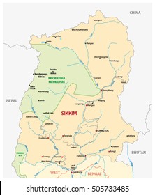 Road map of the Indian state Sikkim