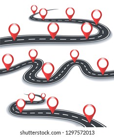 Road map information symbols. Roadmap driving navigation vector abstract elements for information business way concepts