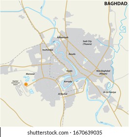 Road map of the Iraqi capital Baghdad