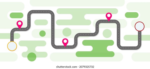 Road map and journey route. Infographics template. Winding Road. Road way.