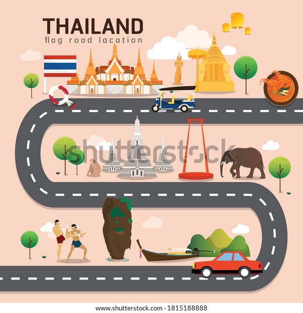 Road map and journey\
route in Thailand 